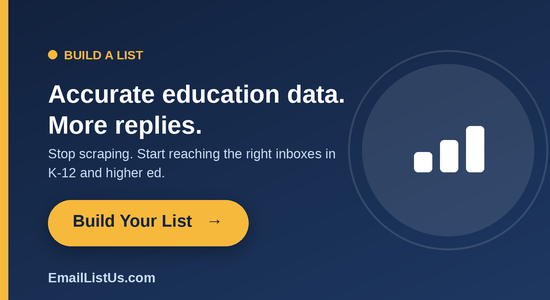 Build your verified K-12 and higher-ed email list with EmailListUs.com