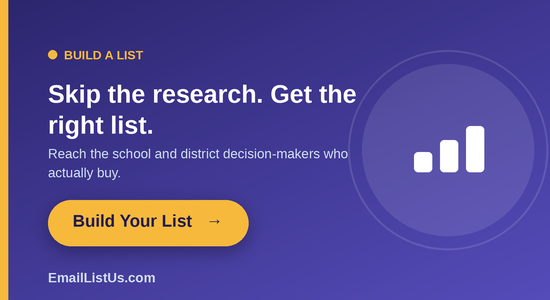 Build your verified K-12 and higher-ed email list with EmailListUs.com