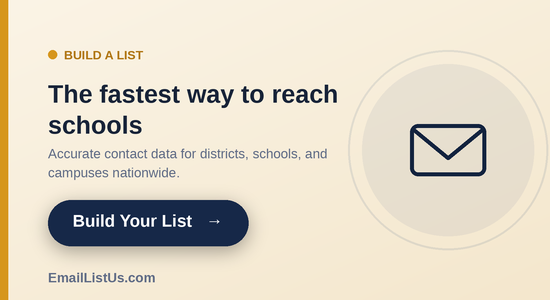 Build your verified K-12 and higher-ed email list with EmailListUs.com